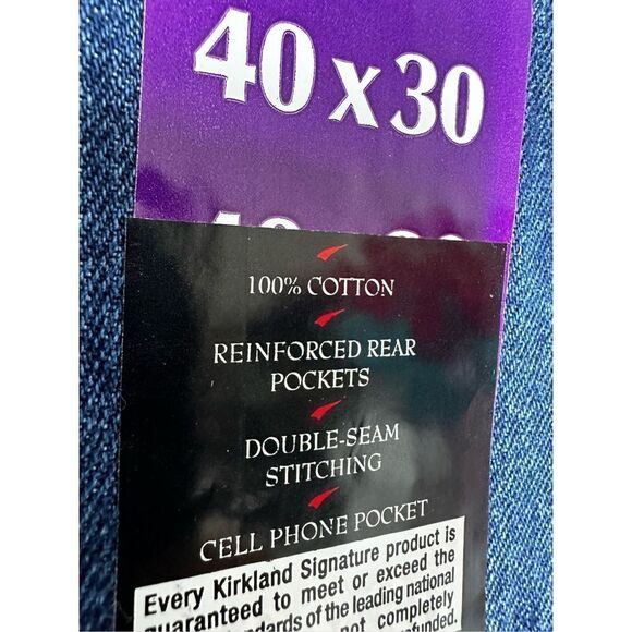 NWT Kirkland Signature Men's Relaxed Straight Leg Blue Denim Jeans Size 40 X 30 - Picture 8 of 10
